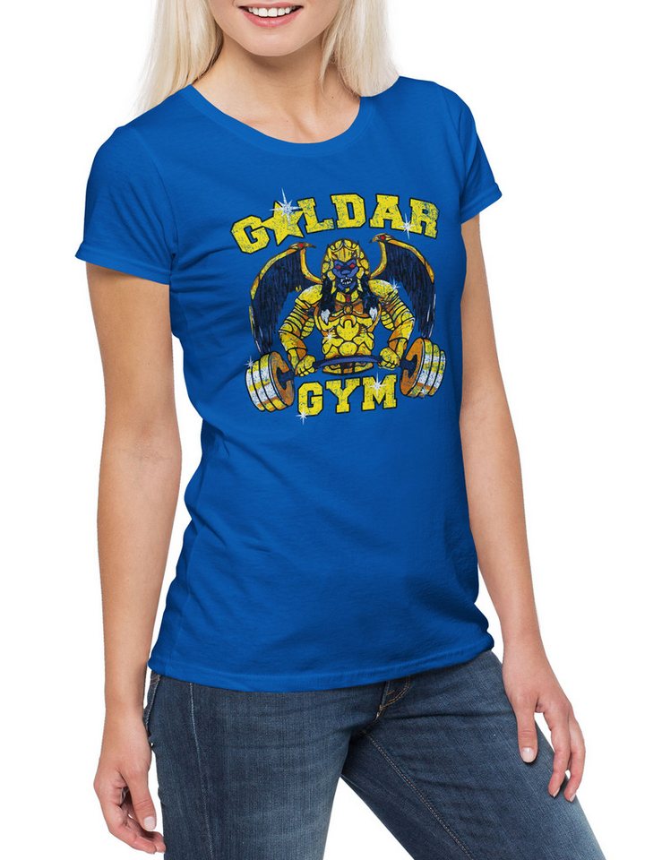 Urban Backwoods Print-Shirt Goldar Power Gym Damen T-Shirt No Pain Gain Power Training Body (1-tlg) Rangers Building Gainz Curls von Urban Backwoods