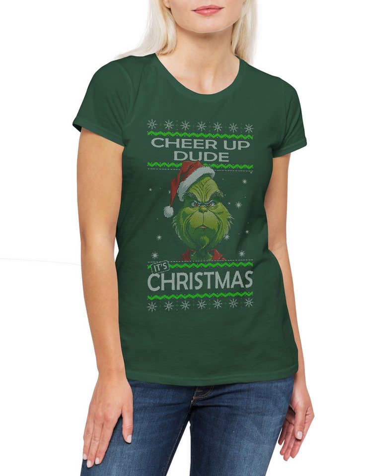 Urban Backwoods Print-Shirt Green Christmas Damen T-Shirt Merry Santa X-Mas Claus Grinch (1-tlg) Weihnachten Weihnachtsmann Nikolaus Grinch von Urban Backwoods