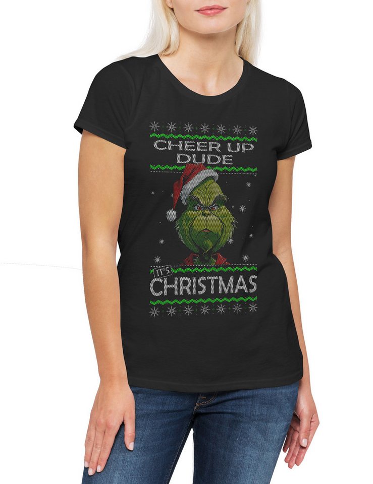 Urban Backwoods Print-Shirt Green Christmas Damen T-Shirt Merry Santa X-Mas Claus Grinch (1-tlg) Weihnachten Weihnachtsmann Nikolaus Grinch von Urban Backwoods