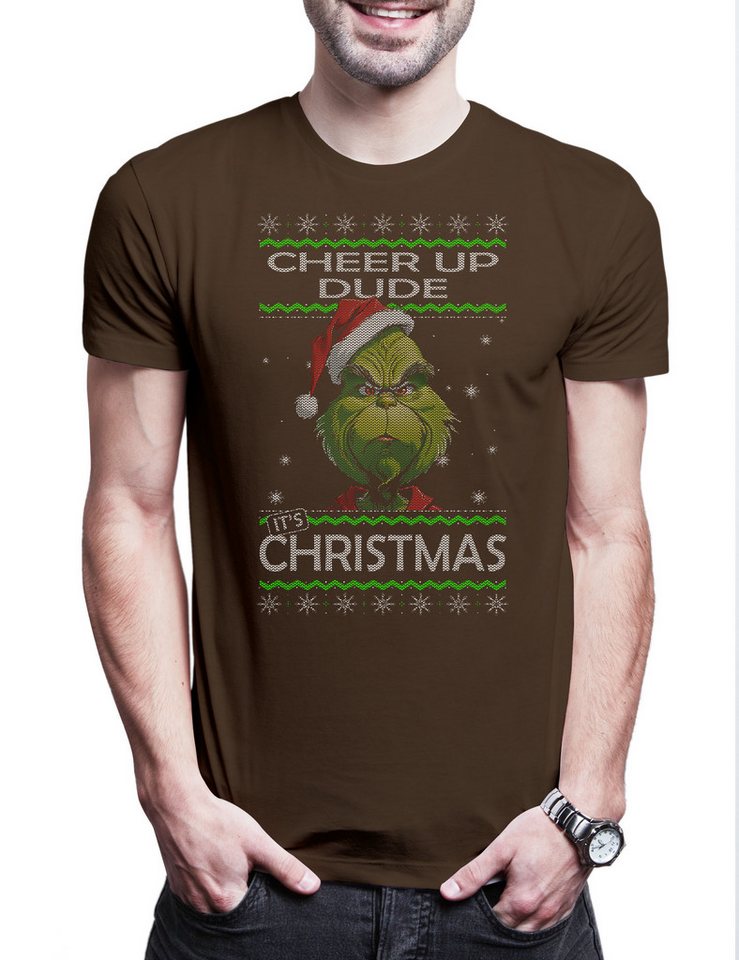 Urban Backwoods Print-Shirt Green Christmas Herren T-Shirt Merry Santa X-Mas Claus Grinch (1-tlg) Weihnachten Weihnachtsmann Nikolaus Grinch von Urban Backwoods
