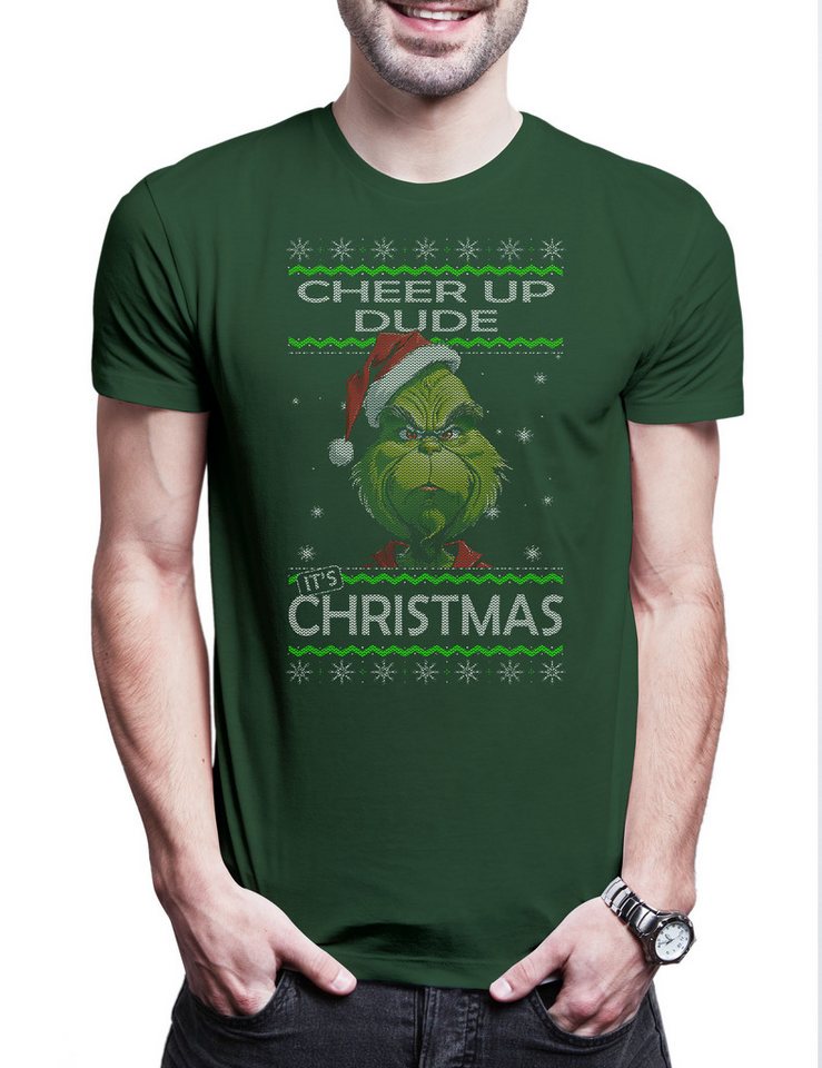 Urban Backwoods Print-Shirt Green Christmas Herren T-Shirt Merry Santa X-Mas Claus Grinch (1-tlg) Weihnachten Weihnachtsmann Nikolaus Grinch von Urban Backwoods