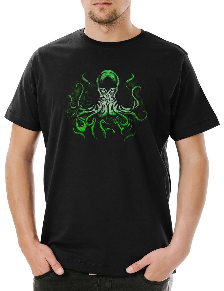 Urban Backwoods Print-Shirt Green Cthulhu Herren T-Shirt Cthulhu Call Horror Arkham H. P. (1-tlg) Lovecraft R´LYEH Call Sign von Urban Backwoods