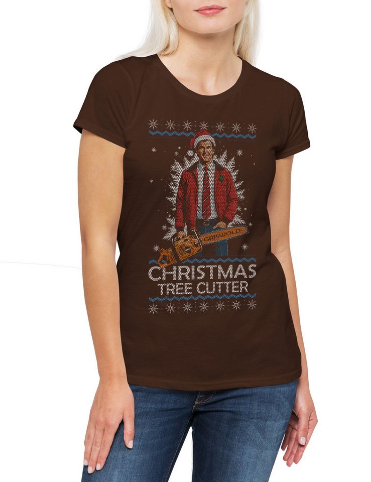 Urban Backwoods Print-Shirt Griswold Tree Cutter Damen T-Shirt X-Mas Service Schöne Bad (1-tlg) Weihnachtsmann Merry Vacation Bescherung von Urban Backwoods