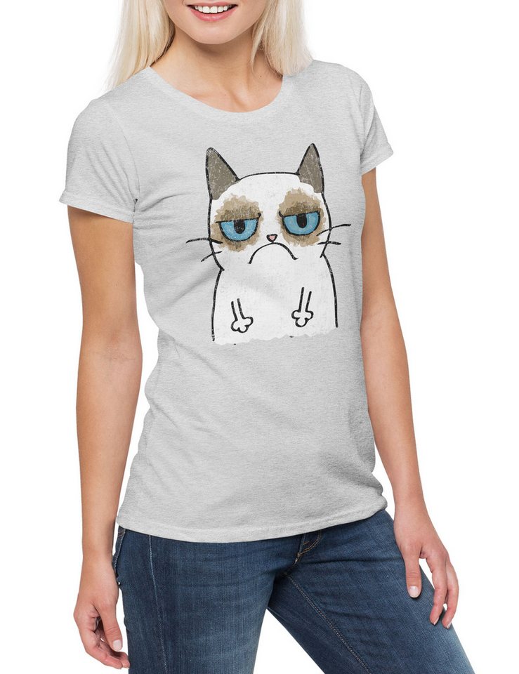 Urban Backwoods Print-Shirt Grumpy Cat II Damen T-Shirt Cats Katze Gatto Gamer Games Gaming Nerd (1-tlg) Admin Informatik Informatiker Computer von Urban Backwoods