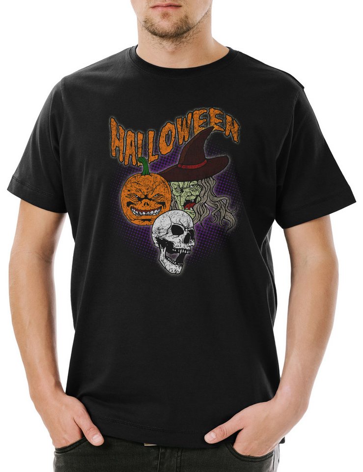 Urban Backwoods Print-Shirt Halloween Faces Herren T-Shirt Witch Moon Hexe Walpurgisnacht (1-tlg) Walpurgis Night Halloween Pumpkin von Urban Backwoods