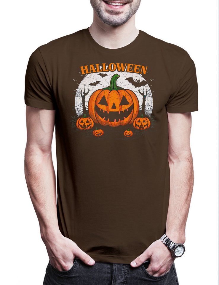 Urban Backwoods Print-Shirt Halloween Pumpkins & Bats Herren T-Shirt Kürbis Horror Costume (1-tlg) Verkleidung Glownig Movie Trick von Urban Backwoods