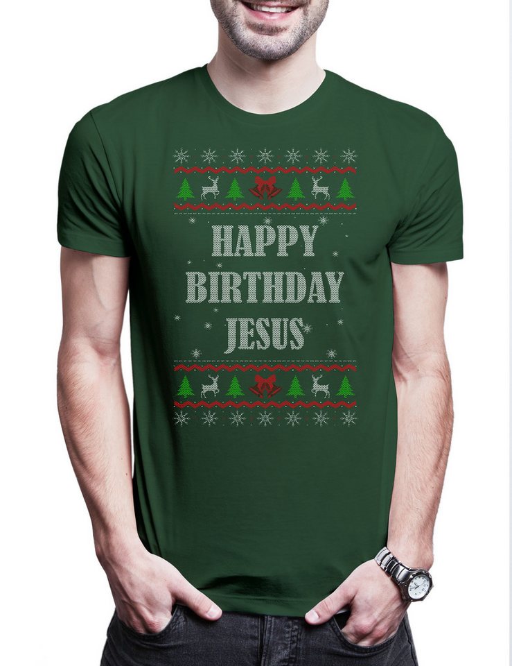 Urban Backwoods Print-Shirt Happy Birthday Jesus Herren T-Shirt Holy Christus Christmas X-Mas (1-tlg) Weihnachten Merry Christ Santa von Urban Backwoods