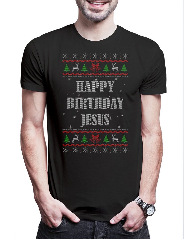 Urban Backwoods Print-Shirt Happy Birthday Jesus Herren T-Shirt Holy Christus Christmas X-Mas (1-tlg) Weihnachten Merry Christ Santa von Urban Backwoods