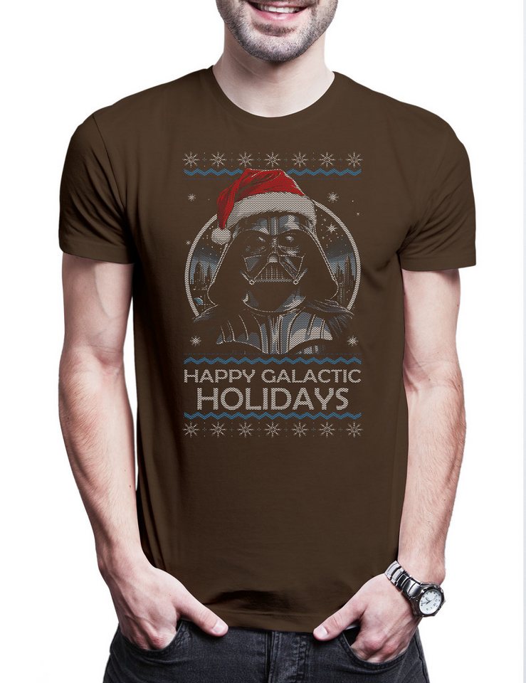 Urban Backwoods Print-Shirt Happy X-Mas Holidays II Herren T-Shirt Wars Force Vader Merry Holy (1-tlg) Christmas Star Darth Santa von Urban Backwoods