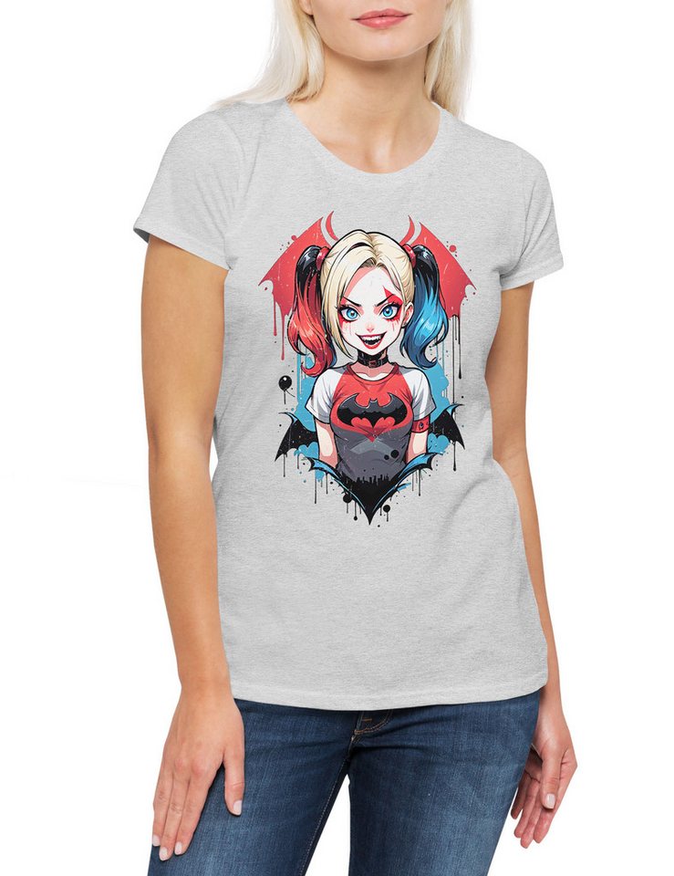 Urban Backwoods Print-Shirt Harley Batcave Girl Damen T-Shirt Bat Logo Quinn Anime Gotham Batman (1-tlg) Modern Art Man Woman von Urban Backwoods