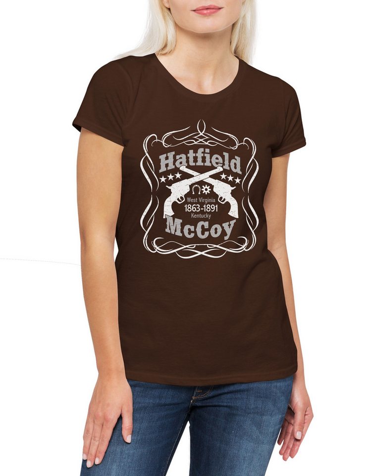 Urban Backwoods Print-Shirt Hatfield & McCoy Damen T-Shirt Western Cowboy Appalachian Feud Country (1-tlg) American USA Folklore Family von Urban Backwoods