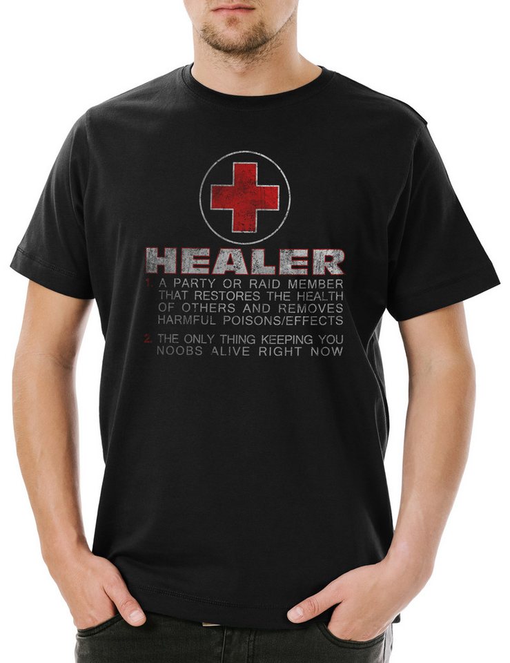 Urban Backwoods Print-Shirt Healer Role Herren T-Shirt Gamer Games Gaming Video RPG Roleplay PC (1-tlg) Admin Dungeons Dragons von Urban Backwoods