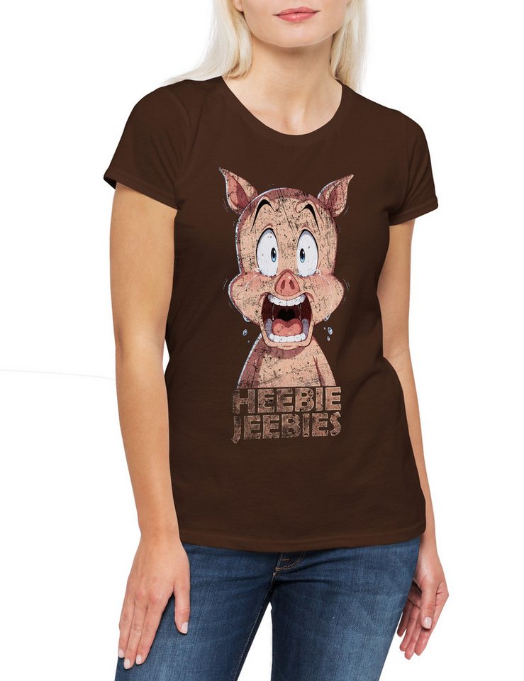 Urban Backwoods Print-Shirt Heebie Jeebies Damen T-Shirt Pig Meat Not Vegan Cartoon Proteine (1-tlg) Crispy Pork Porky Comic von Urban Backwoods