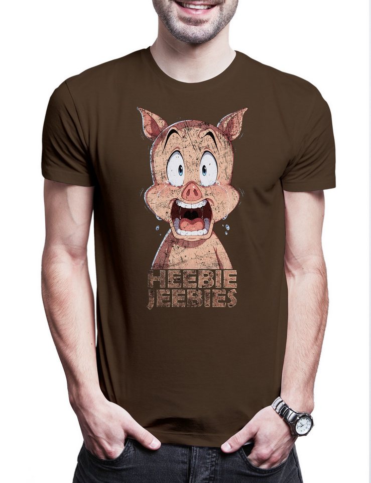 Urban Backwoods Print-Shirt Heebie Jeebies Herren T-Shirt Pig Meat Not Vegan Cartoon Proteine (1-tlg) Crispy Pork Porky Comic von Urban Backwoods