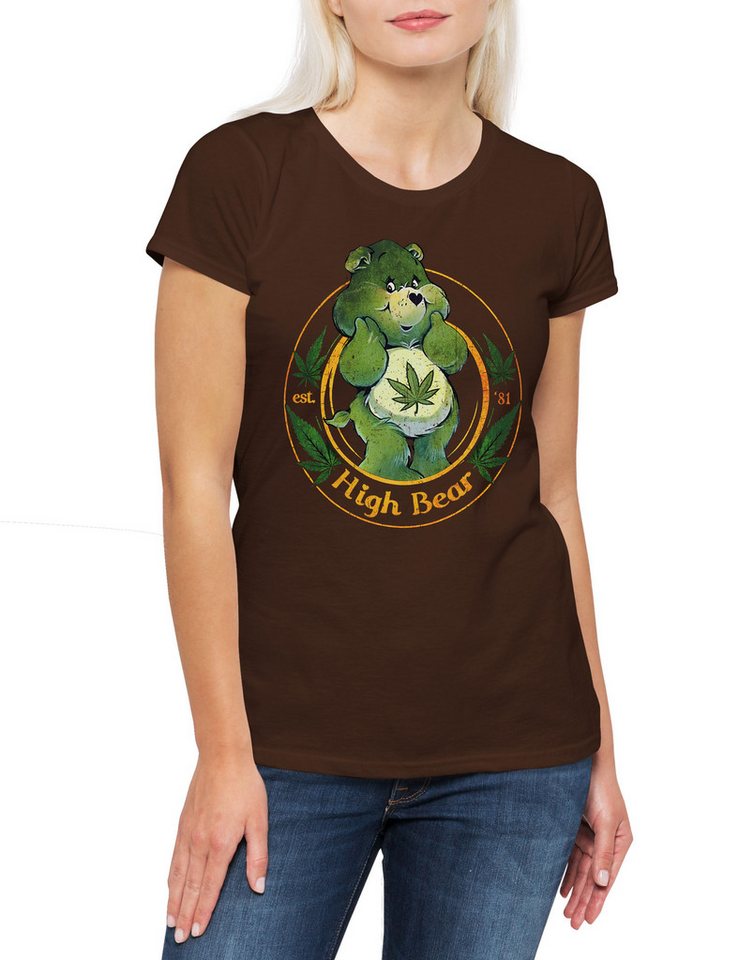Urban Backwoods Print-Shirt High Bear Damen T-Shirt Cute Care Ganja Weed Reggae Bears Cannabis (1-tlg) Glücksbärchi Marihuana Club Herb von Urban Backwoods
