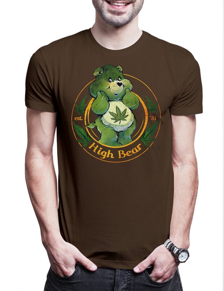 Urban Backwoods Print-Shirt High Bear Herren T-Shirt Cute Care Ganja Weed Reggae Bears Cannabis (1-tlg) Glücksbärchi Marihuana Club Herb von Urban Backwoods