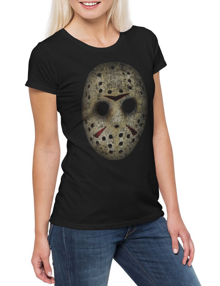Urban Backwoods Print-Shirt Hockey Mask Damen T-Shirt Freitag Movie Ice Machete 13 Friday Jason (1-tlg) Horror 13th Camp Bat von Urban Backwoods