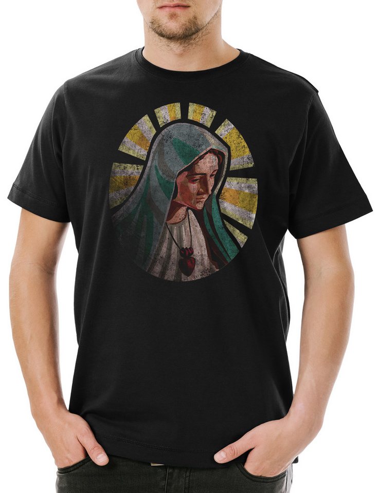 Urban Backwoods Print-Shirt Holy Mary Herren T-Shirt Heilige Maria Mutter Gottes God Kirche Glaube (1-tlg) Christentu Jesus Gott Rosenkranz von Urban Backwoods