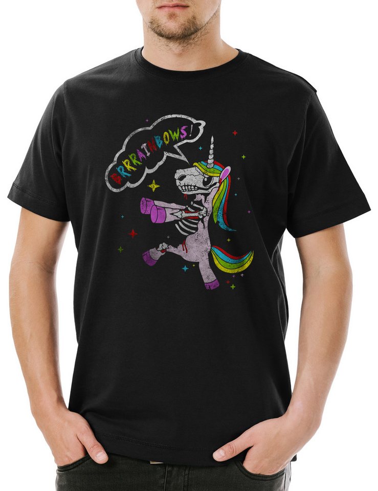 Urban Backwoods Print-Shirt Horror Unicorn I Herren T-Shirt Einhorn Zombie Splatter Unicorn (1-tlg) Regenbogen Blood Rainbow Bloody von Urban Backwoods
