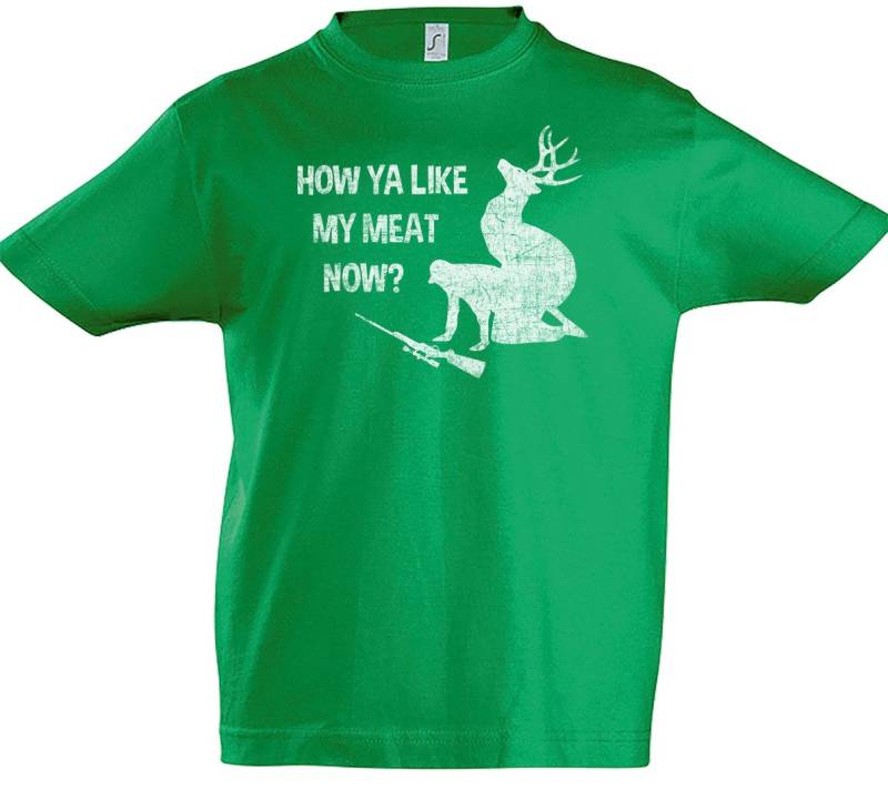 Urban Backwoods Print-Shirt How Ya Like My Meat Now Kinder T-Shirt Deer Reh Hirsch Jäger Hunter (1-tlg) Jagd Hunt Geweih Vegan von Urban Backwoods