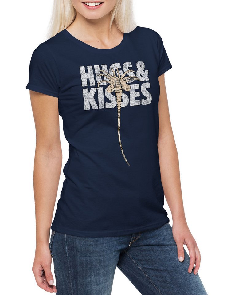 Urban Backwoods Print-Shirt Hugs & Kisses Damen T-Shirt XOXO Ripley Prometheus Nostromo Weyland (1-tlg) Movie Alien Film Fan von Urban Backwoods