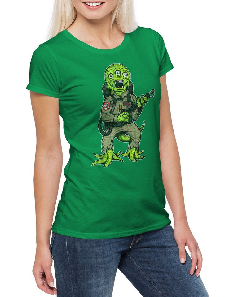Urban Backwoods Print-Shirt Human Buster Damen T-Shirt Geek Nerd Geist Ghost Ghostbusters Fun Dr. (1-tlg) Peter Venkman SOS Ray von Urban Backwoods