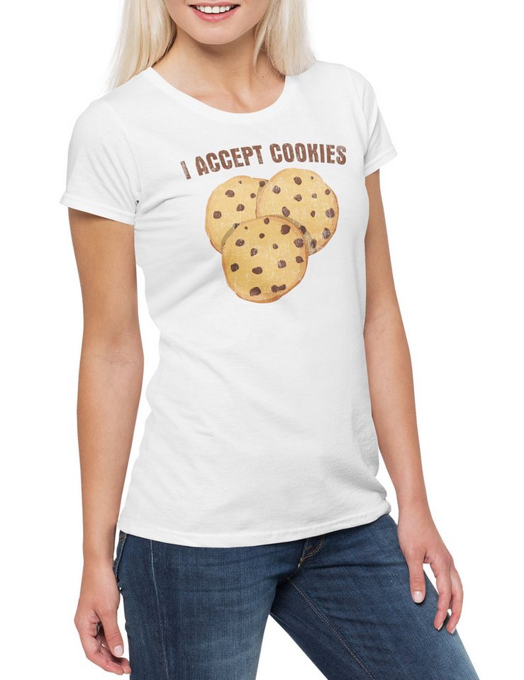 Urban Backwoods Print-Shirt I Accept Cookies Damen T-Shirt Fun Binary Code Binär World (1-tlg) Informatiker Informatik Computer IT von Urban Backwoods