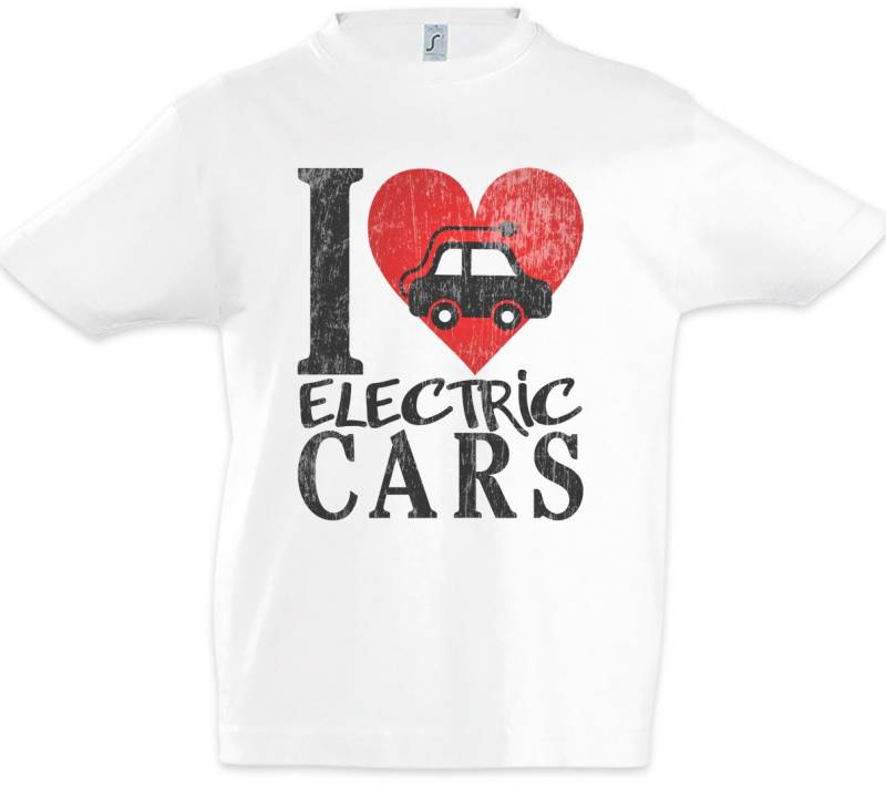 Urban Backwoods Print-Shirt I Love Electric Cars Kinder T-Shirt Elektroauto Fun BEV PHEV Plug In (1-tlg) Plug-In Elektro Auto Battery von Urban Backwoods