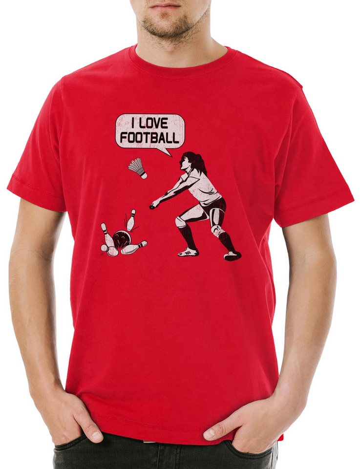 Urban Backwoods Print-Shirt I Love Football Herren T-Shirt Kegeln Bowling Volleyball Beach (1-tlg) Badminton Fußball Fasching Karneval von Urban Backwoods