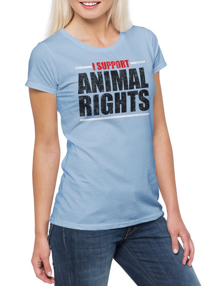 Urban Backwoods Print-Shirt I Support Animal Rights Damen T-Shirt Vegan Vegetables Vegetarier (1-tlg) Veganer Carnist Carnism Karnismus von Urban Backwoods