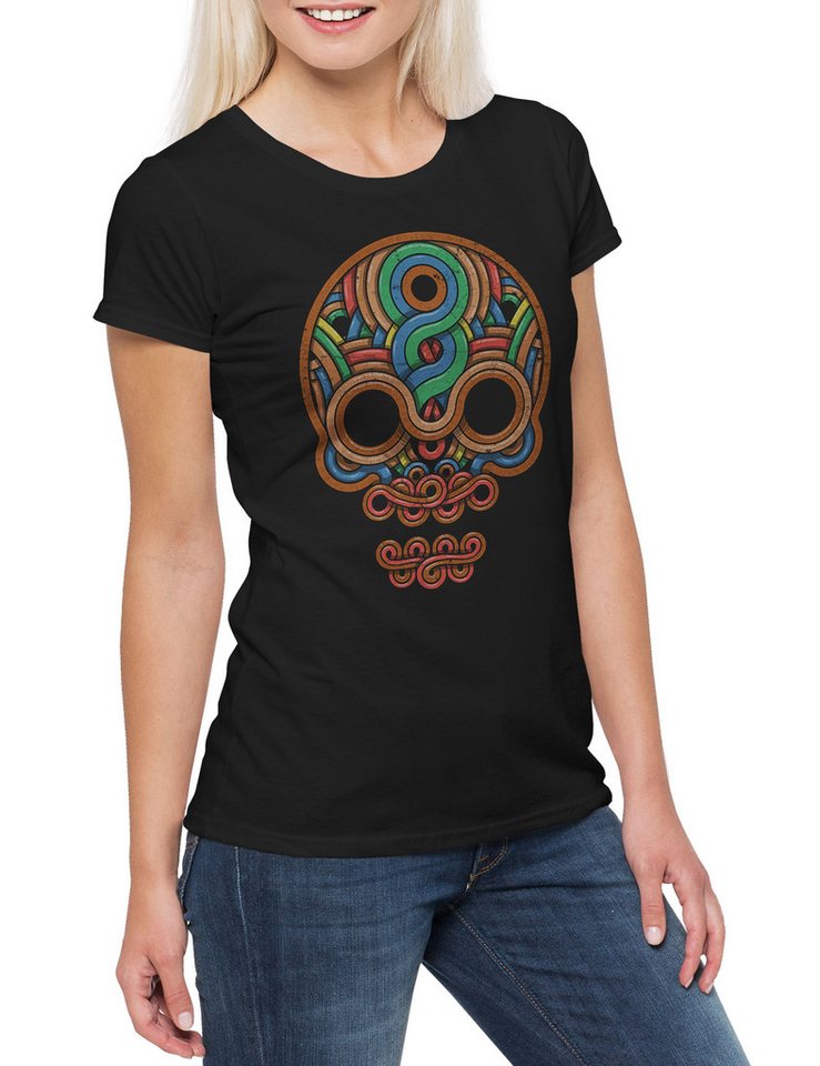 Urban Backwoods Print-Shirt Inca Skull Damen T-Shirt Inka Mayans Maya Aztecs Azteken America Ink (1-tlg) Indians Sugar Mexican Tattoo von Urban Backwoods