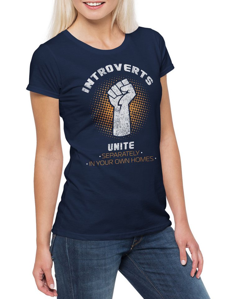 Urban Backwoods Print-Shirt Introverts Unite Damen T-Shirt Geek Nerd Fun Informatiker Informatik (1-tlg) Freak Introvertiert Gamer Computer von Urban Backwoods