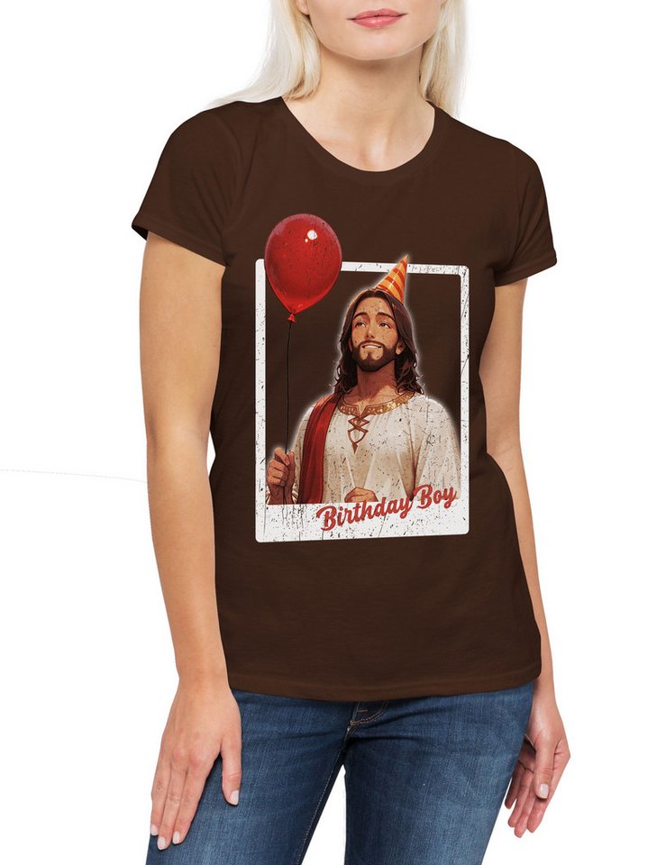Urban Backwoods Print-Shirt Jesus Birthday Boy Damen T-Shirt Holy Christus Christmas X-Mas (1-tlg) Weihnachten Merry Christ Santa von Urban Backwoods