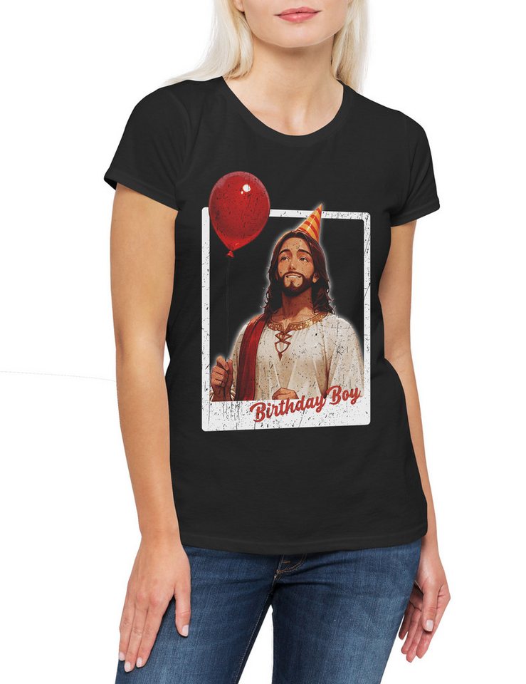 Urban Backwoods Print-Shirt Jesus Birthday Boy Damen T-Shirt Holy Christus Christmas X-Mas (1-tlg) Weihnachten Merry Christ Santa von Urban Backwoods