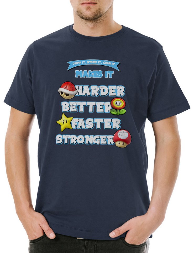 Urban Backwoods Print-Shirt Jump It Stomp It Grab It Herren T-Shirt Super Better Gamer Nerd Geek (1-tlg) Retro Mario Harder Princess von Urban Backwoods