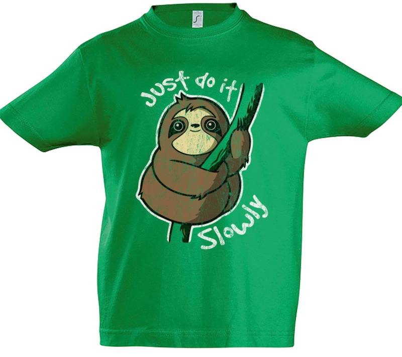 Urban Backwoods Print-Shirt Just Do It Slowly Kinder T-Shirt Faultier Geh Schlafen Leben Langsam (1-tlg) An Entspannt Hakuna Matata von Urban Backwoods