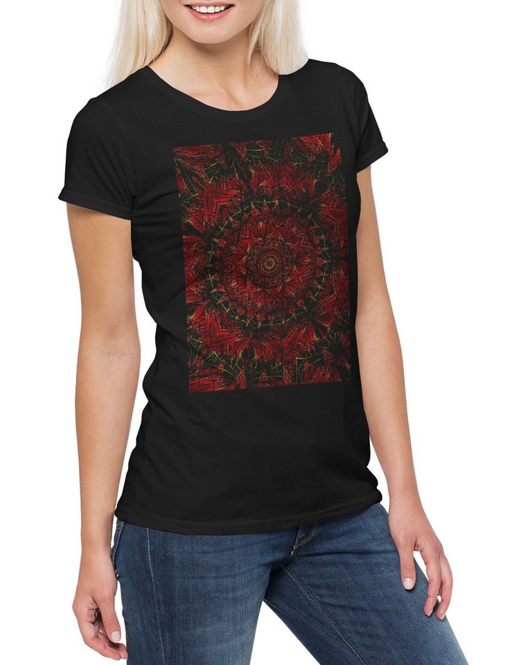 Urban Backwoods Print-Shirt Kaleidoscope Square III Damen T-Shirt Crystal Kaleidoskop Psychedelic (1-tlg) Art Kunst Hippie Mandala von Urban Backwoods