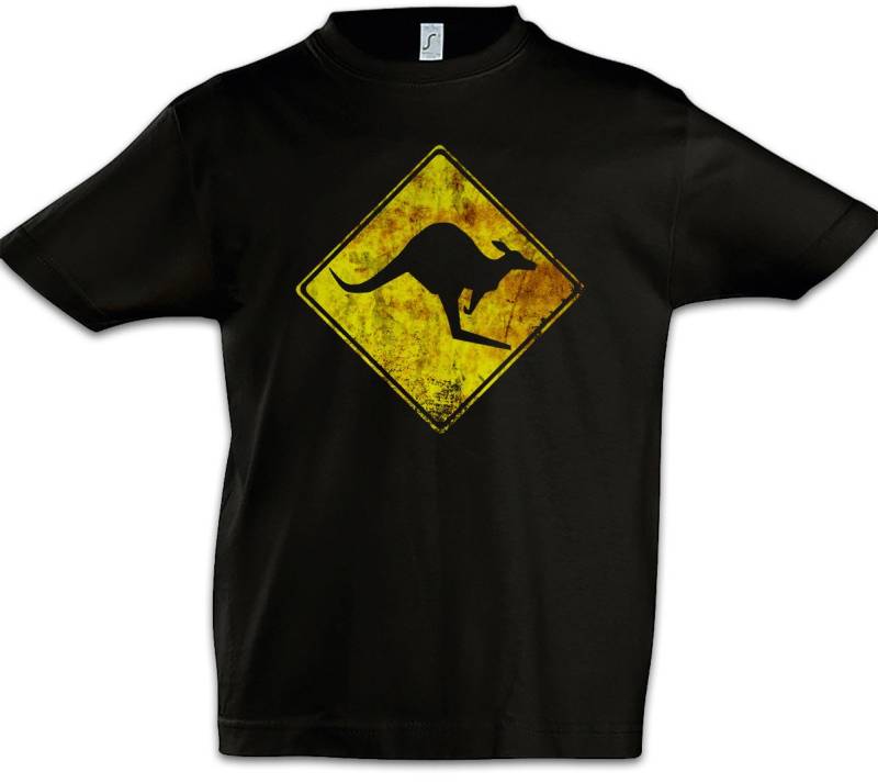 Urban Backwoods Print-Shirt Kangaroos Crossing Vintage Logo Sign Kinder T-Shirt Känguru Australia (1-tlg) Backpacker Australien Down Under von Urban Backwoods