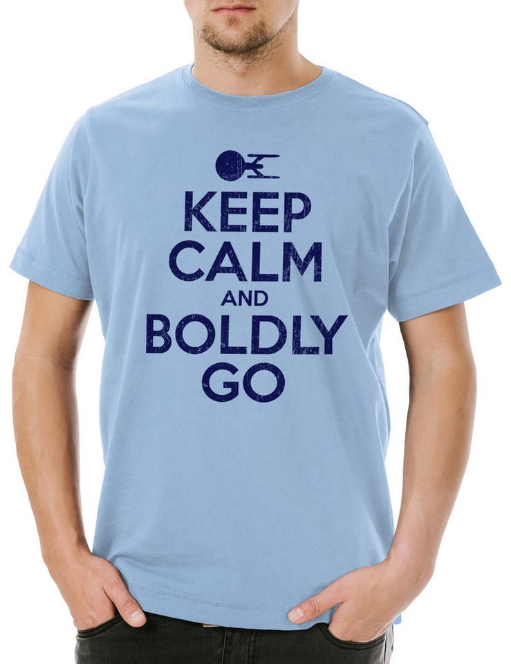 Urban Backwoods Print-Shirt Keep Calm And Boldly Go Herren T-Shirt Star Fun Enterprise Trek (1-tlg) Raumschiff Space Ship USS von Urban Backwoods