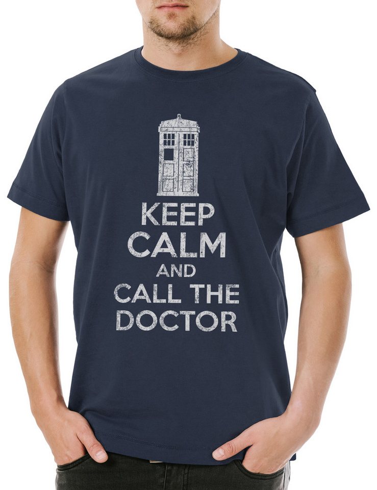 Urban Backwoods Print-Shirt Keep Calm And Call The Doctor Herren T-Shirt Doktor Kult Who Phone (1-tlg) Booth Graham Yasmin Ryan von Urban Backwoods