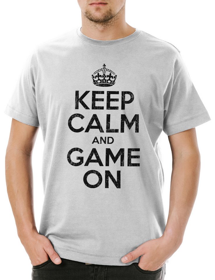 Urban Backwoods Print-Shirt Keep Calm And Game On Herren T-Shirt Geek Nerd Gamer Admin Repair Mr. (1-tlg) RPG Robot Role Play von Urban Backwoods