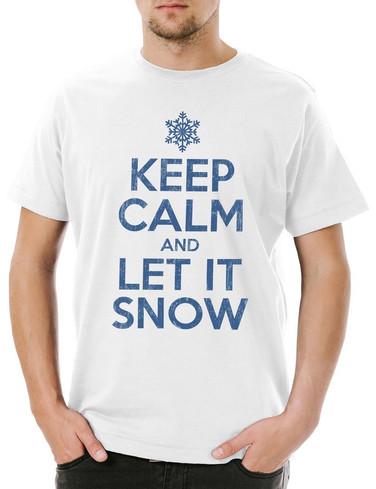 Urban Backwoods Print-Shirt Keep Calm And Let It Snow Herren T-Shirt White Cristmas X-Mas (1-tlg) Weihnachten Schnee Weiße Weihnacht von Urban Backwoods