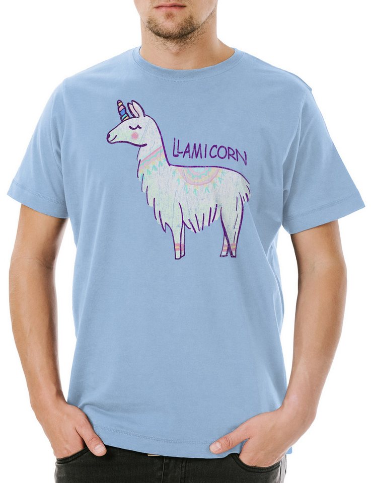 Urban Backwoods Print-Shirt LLamicorn Herren T-Shirt Einhorn Regenbogen Lama Rainbow Fun Fairies (1-tlg) Princess Fairytale Unicorn Dalei von Urban Backwoods