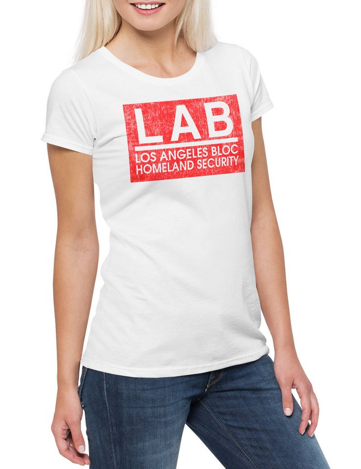 Urban Backwoods Print-Shirt Lab Logo Damen T-Shirt Red Hats The Los Angeles Bloc Colony Homeland (1-tlg) Security Patch Symbol Sign von Urban Backwoods