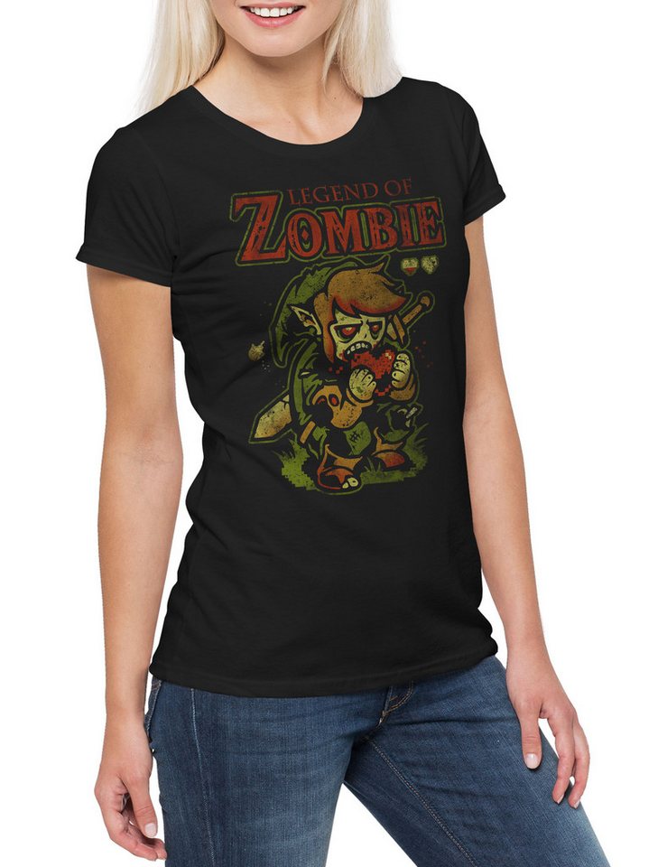 Urban Backwoods Print-Shirt Legend Of Zombie Damen T-Shirt Fun Zombie Heart Eating Brain Zelda The (1-tlg) Game Walking Dead von Urban Backwoods