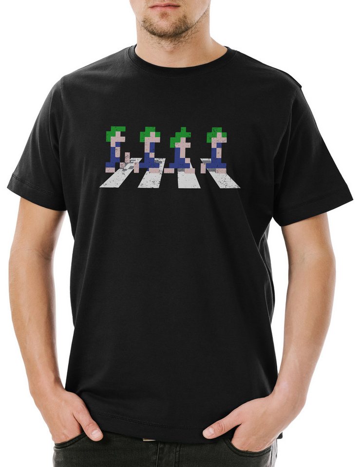 Urban Backwoods Print-Shirt Lemmings Road Herren T-Shirt Video Game Gamer Geek Nerd Lemminge (1-tlg) Gaming Pixel 8Bit Retro von Urban Backwoods