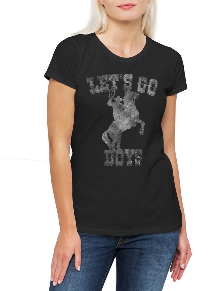 Urban Backwoods Print-Shirt Let's Go Boys Cowboy Damen T-Shirt Country Horse Western Pferd Hut (1-tlg) Sport Rider Reiten Reitsport von Urban Backwoods