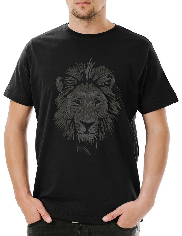 Urban Backwoods Print-Shirt Lion Face Herren T-Shirt Vegan Vegetarier Veganer Tierschutz Löwe Logo (1-tlg) Animal Welfare Speziesismus Veganismus von Urban Backwoods