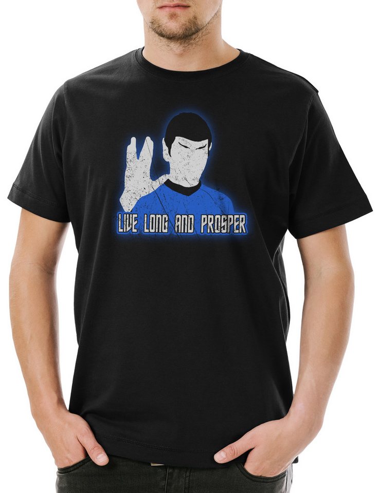Urban Backwoods Print-Shirt Long And Prosper Hand Herren T-Shirt Live Spock Star Raumschiff (1-tlg) Science Fiction U.S.S. Trek von Urban Backwoods