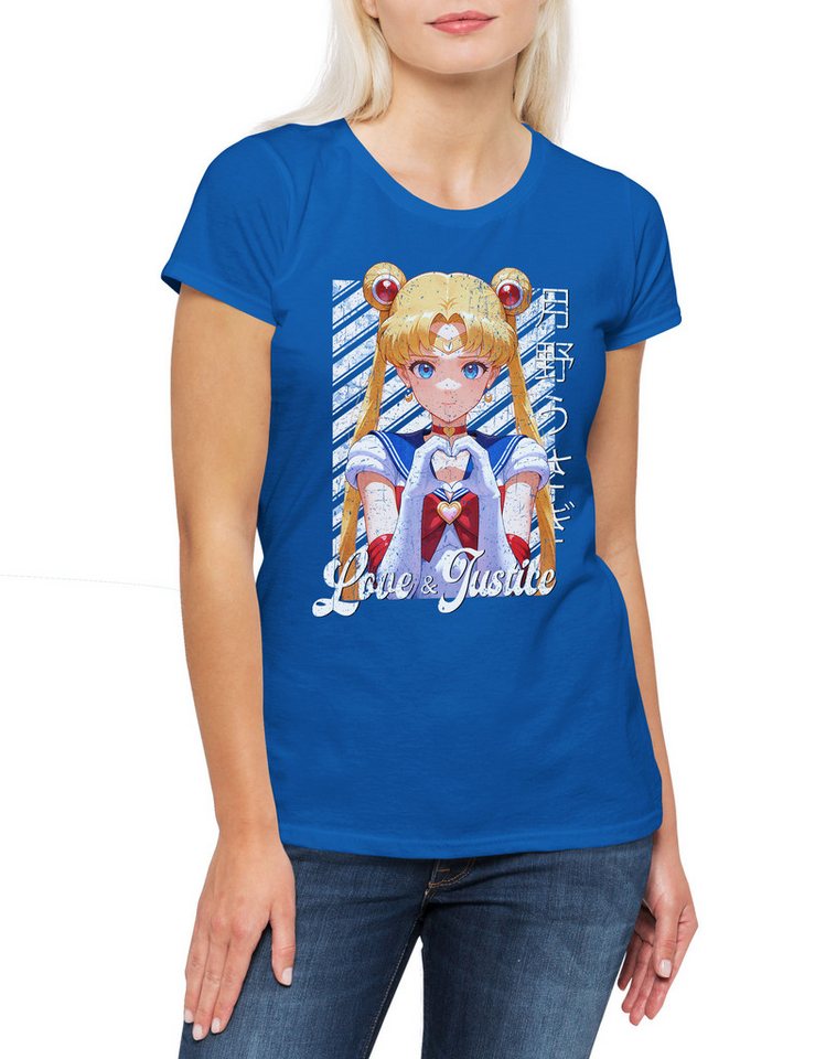 Urban Backwoods Print-Shirt Love And Justice Damen T-Shirt Anime Sailor Girl Usagi Tsukino (1-tlg) Princess Serenity Moon Wild von Urban Backwoods